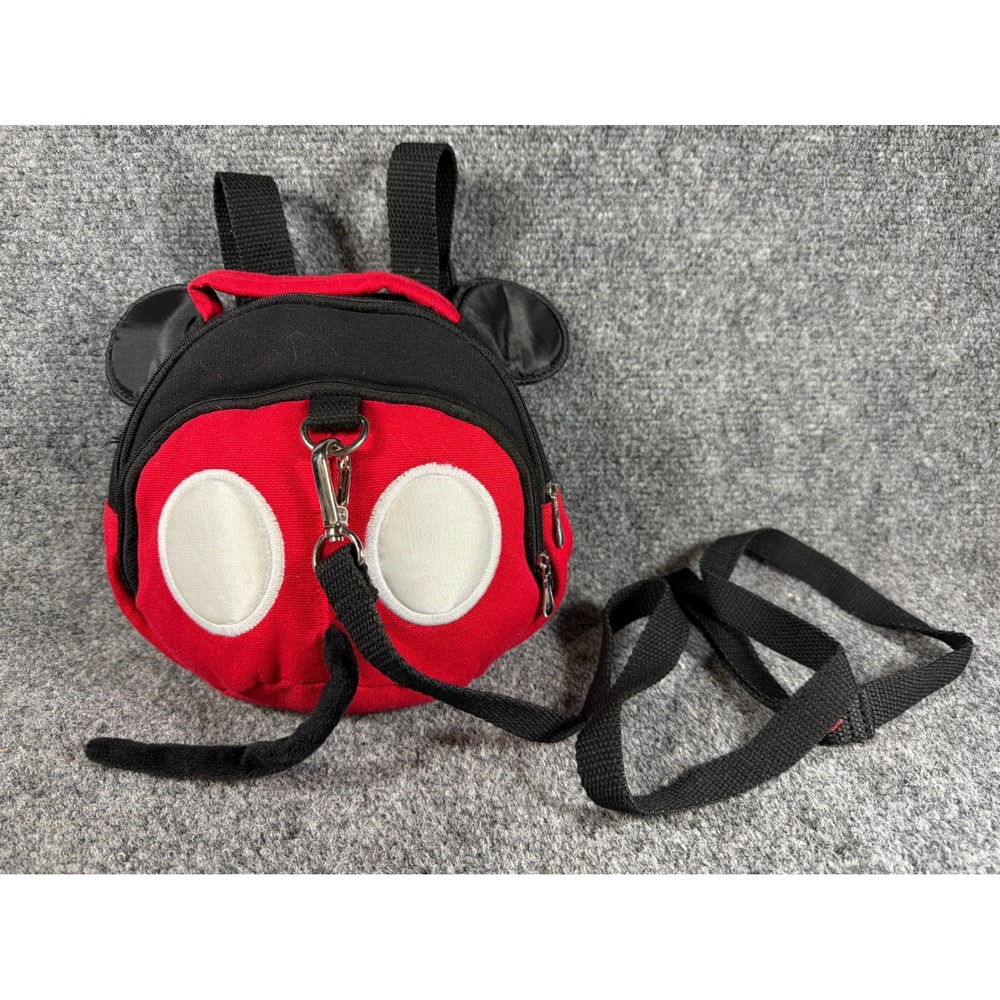 Disney Mickey Mouse Toddler Safety Harness Backpack Red Black Mini Bag Leash